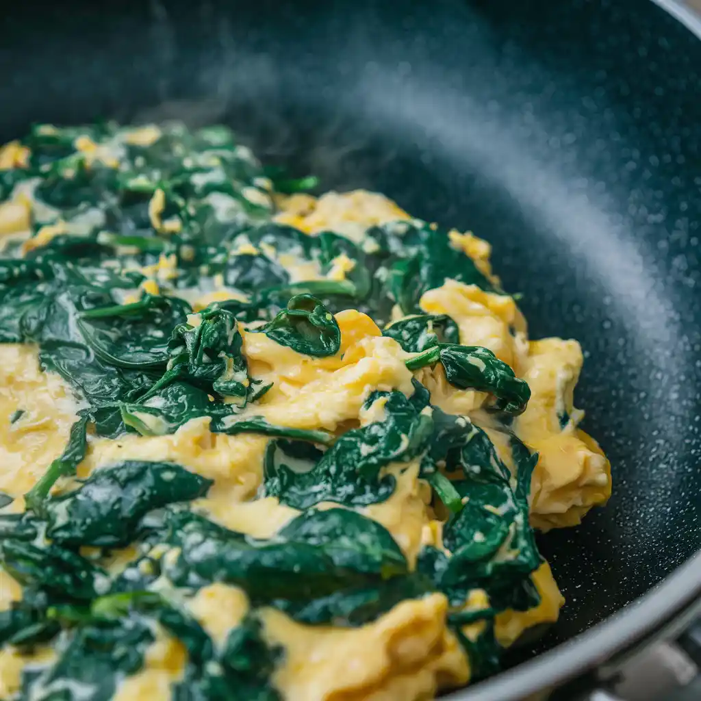 Low-Calorie Scrambled Eggs with Spinach