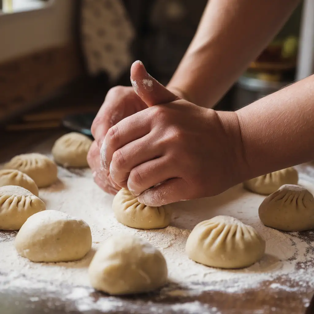 Shaping Dumplings Close-Up