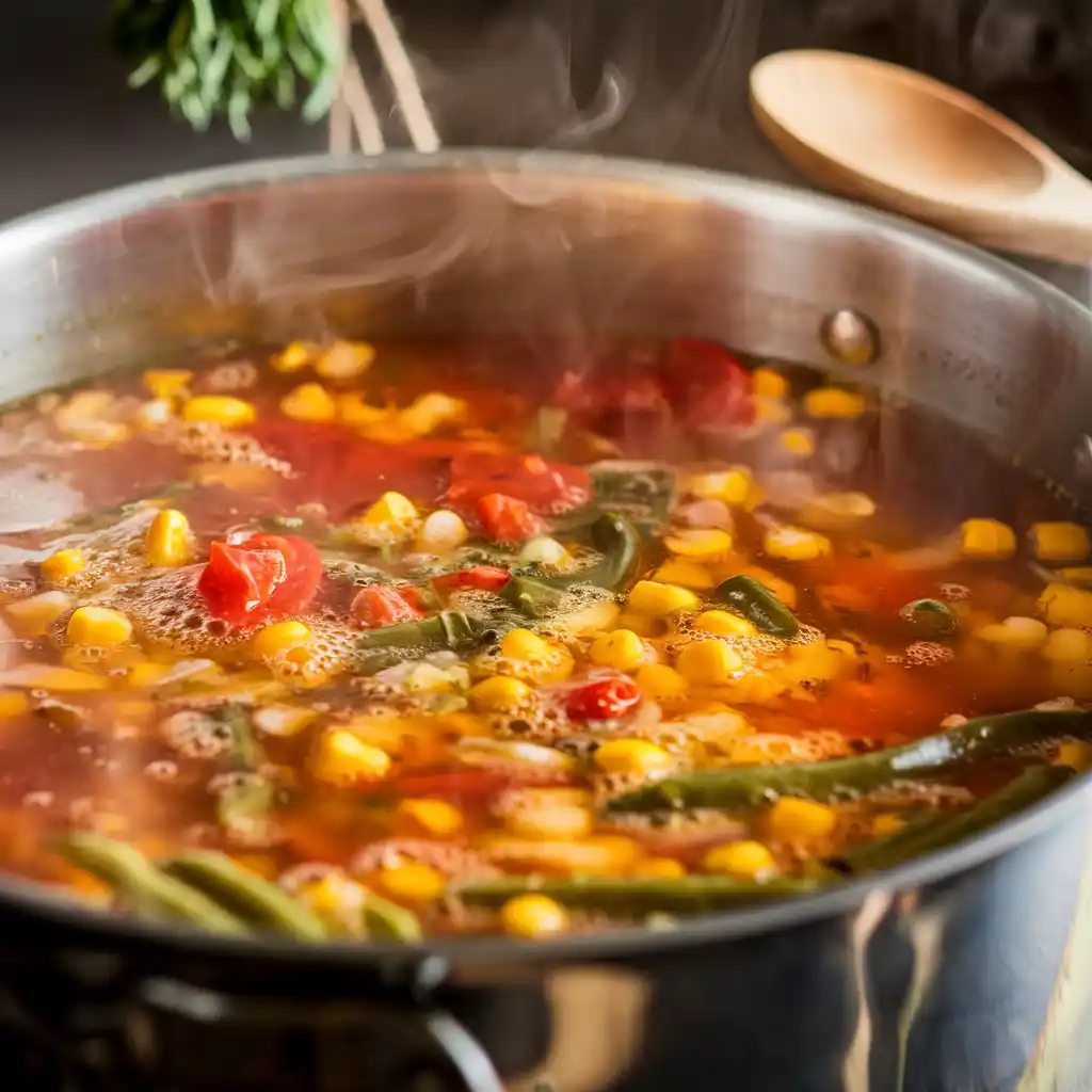 Simmering Soup in Pot